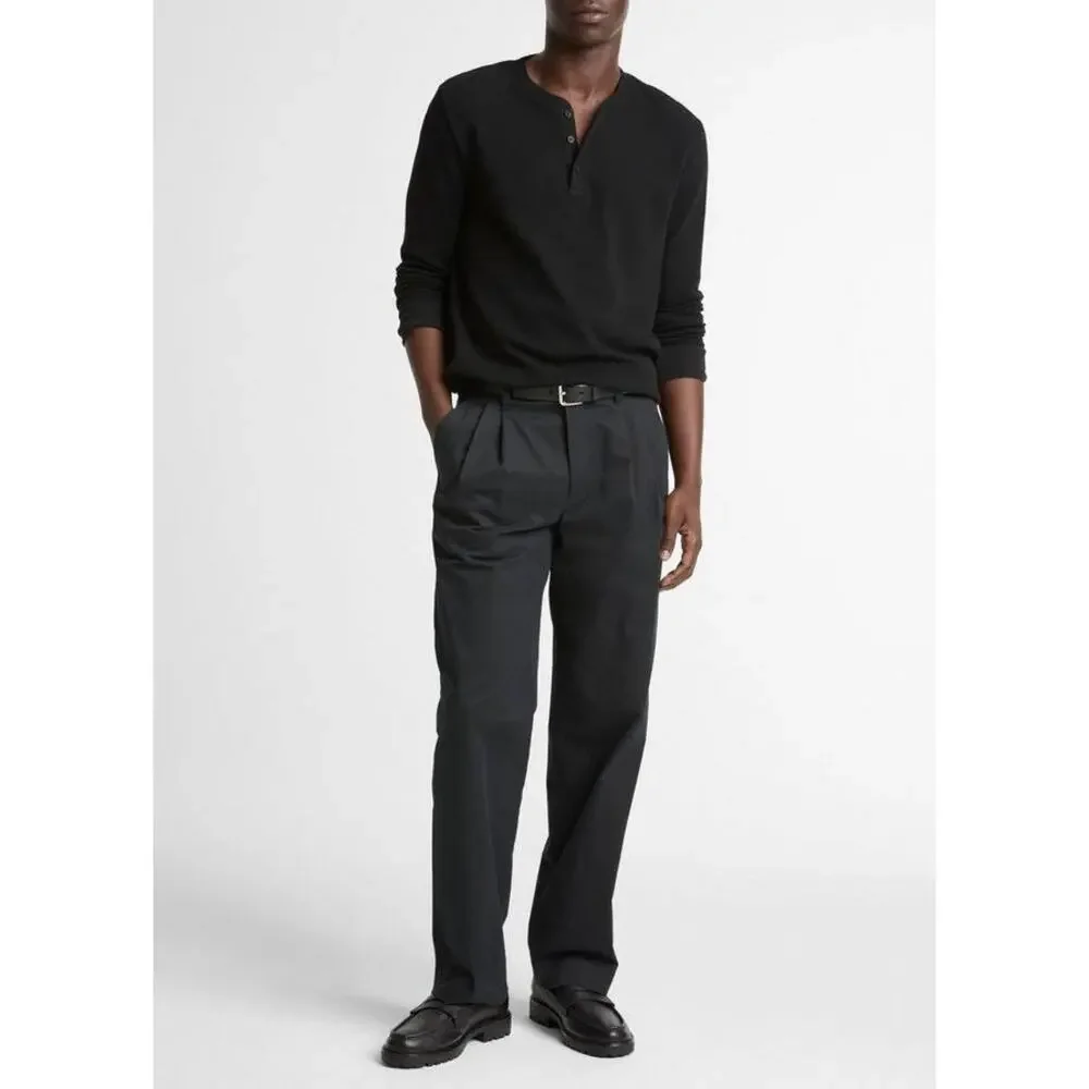 J. Crew Men's Oarsman Jacquard Rib-knit Henley Shirt Black Size Medium NWT